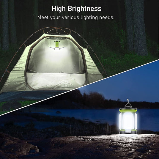 De waterdichte en schokbestendige campinglamp verlicht 's nachts tenten en buitenruimtes en voldoet met zijn hoge helderheid aan al uw verschillende verlichtingsbehoeften.
