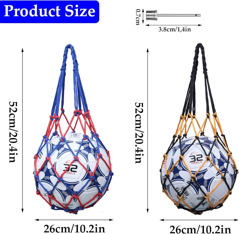 Laad afbeelding in Galerijviewer, De opvouwbare balnettas vereenvoudigen uw leven met twee trekkoordnetten, elk met een voetbal. De ene is rood en blauw, de andere zwart en geel. Gemaakt van duurzaam materiaal, deze zakken zijn 52 cm lang met openingen van 26 cm diameter.
