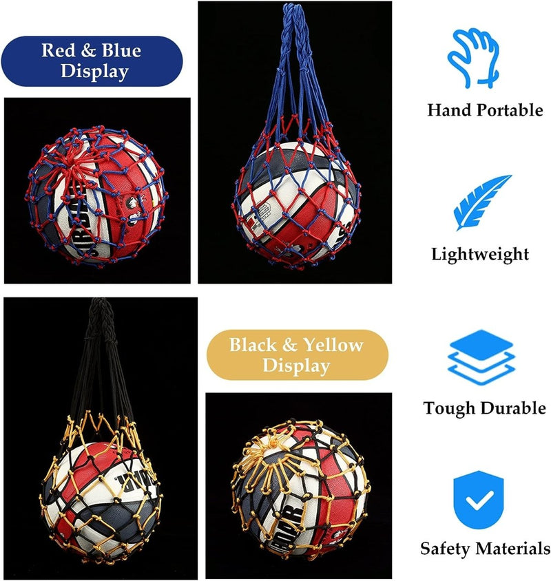 Laad afbeelding in Galerijviewer, De &#39;De balnettas die je leven praktisch maakt&#39; bevat twee volleyballen: de ene rood en blauw, de andere zwart en geel. Deze zijn met de hand draagbaar, lichtgewicht, gemaakt van duurzaam materiaal en zorgen voor stevigheid en veiligheid.

