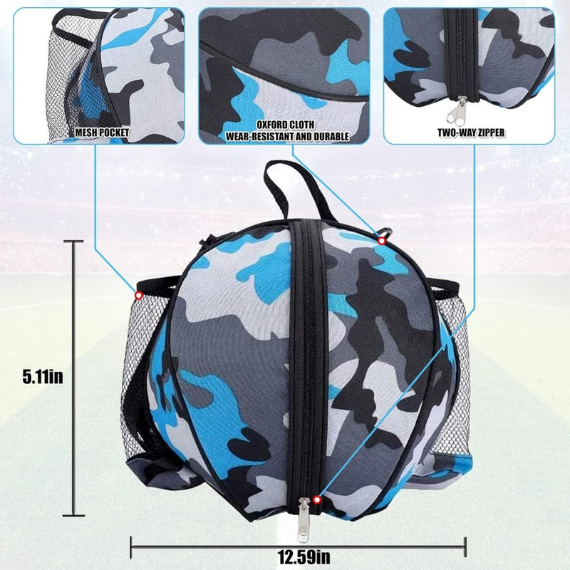 Load image into Gallery viewer, De basketbaltas die je nodig hebt om je spel naar een hoger niveau te tillen heeft een blauwe en grijze camo-print, zwarte meshvakken, en een tweerichtingsrits. Met afmetingen van 5,11 inch in hoogte en 12,59 inch in breedte, robuust uit duurzaam materiaal met grote capaciteit voor al je spullen.
