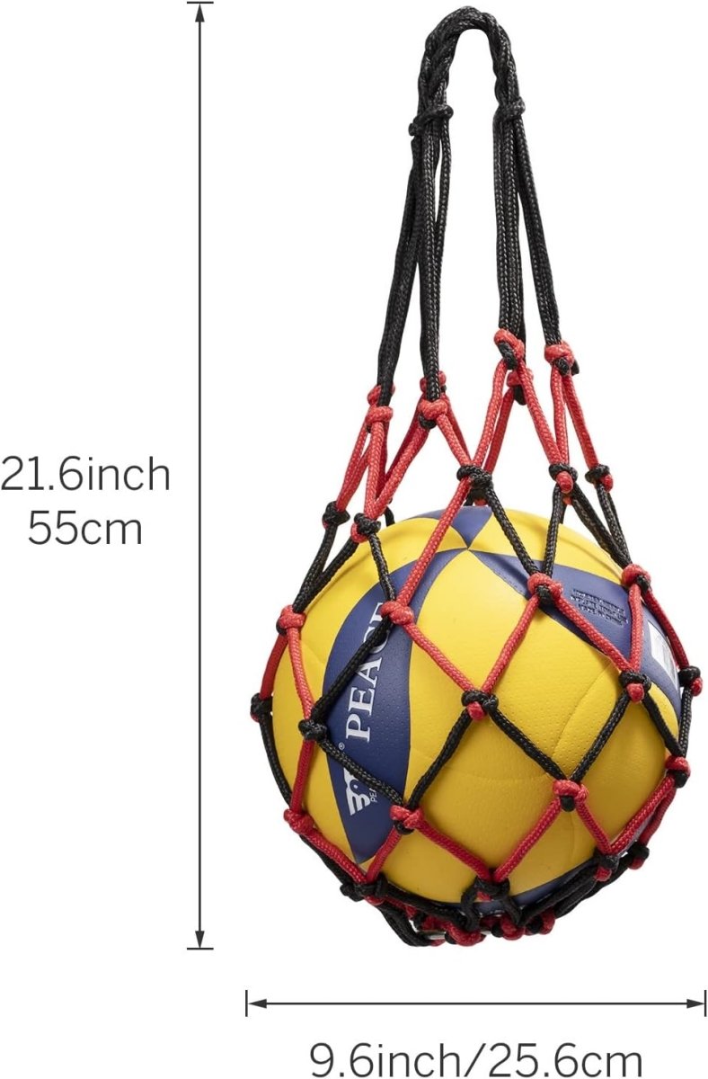 Laad afbeelding in Galerijviewer, Een gele volleybal past perfect in &quot;De ideale ballentas voor elke sporter&quot;, een lichte, duurzame zwart-rode tas met een hoogte van 55 cm en een diameter van 25,6 cm.
