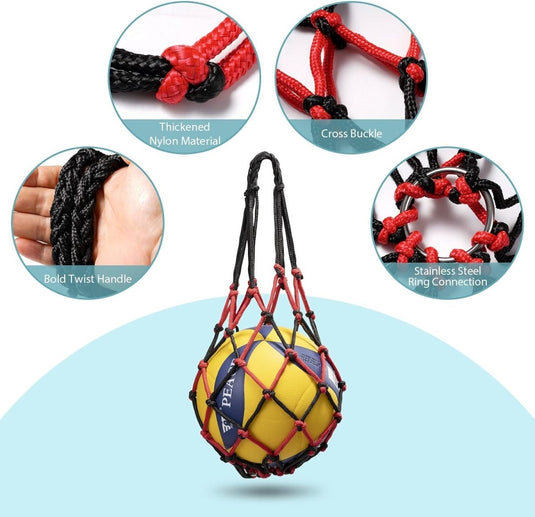 Een gele ballentas van "De ideale ballentas voor elke sporter" in een zwart-rode draagband met verdikt nylon, een kruisgesp, een opvallend draaihandvat en een ringverbinding van roestvrij staal, wat zorgt voor een duurzaam en lichtgewicht ontwerp.