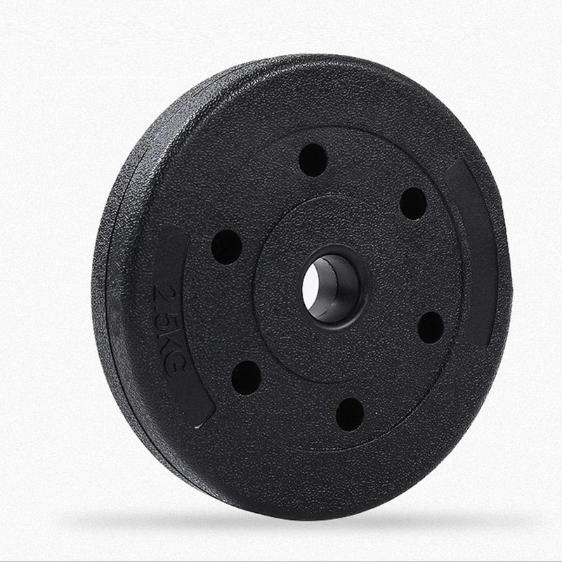 Load image into Gallery viewer, Een gewichtsschijf van 2,5 kg met vijf gaten, geplaatst op een witte achtergrond, ideaal voor het verbeteren van uw professionele bicepstraining met behulp van &quot;De perfecte SZ curlstang voor een sterkere biceps&quot;.
