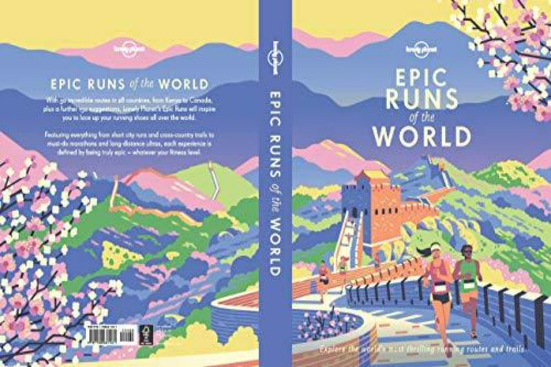 Load image into Gallery viewer, Epic Runs of the World&quot; van Lonely Planet heeft een geïllustreerde cover met daarop hardlopers die langs wereldberoemde bezienswaardigheden zoals de Chinese Muur rennen. Het biedt een levendig en kleurrijk kijkje in iconische hardlooproutes over de hele wereld.
