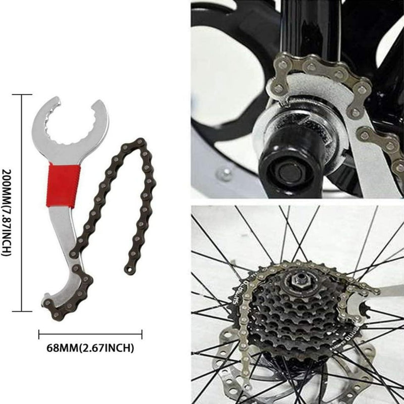Laad afbeelding in Galerijviewer, De Fietsketting gereedschapset is essentieel voor soepele fietstochten, met een kettingzweep en een borgringsleutel die op fietscassettes worden gebruikt. De lengte is 200 mm (7,87 inch) en de breedte is 68 mm (2,67 inch).
