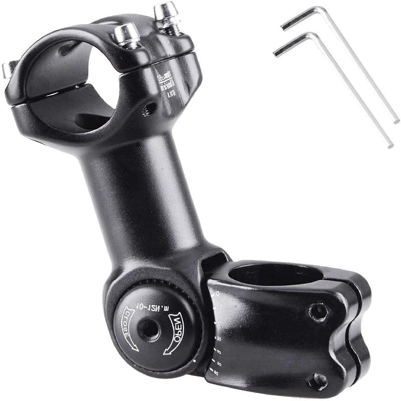 Load image into Gallery viewer, Close-up van een zwarte Verstelbare stuurpen gemaakt van 6061 aluminiumlegering, voorzien van een inbussleutelset voor optimaal comfort en de perfecte stuurpositie.
