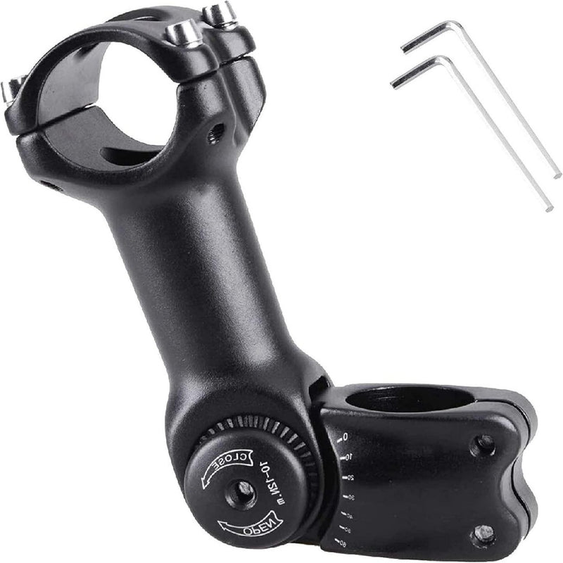 Load image into Gallery viewer, De &quot;Verstelbare stuurpen: de perfecte stuurpositie voor elke fietser&quot; is gemaakt van 6061 aluminiumlegering met hoekmarkeringen voor nauwkeurige comfortaanpassingen en wordt geleverd met twee inbussleutels.
