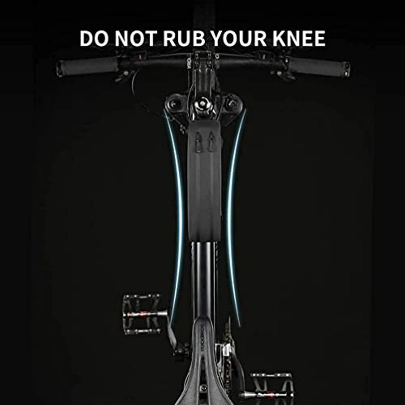 Load image into Gallery viewer, Een fiets van bovenaf gezien, stuur en pedalen zichtbaar, met de tekst &quot;DO NOT RUB YOUR KNEE&quot;. De elegante Ontdek de behuizing herenfiets frametas, vervaardigd uit 840D nylon TPU-materiaal, is discreet bevestigd voor een perfecte mix van functionaliteit en stijl.
