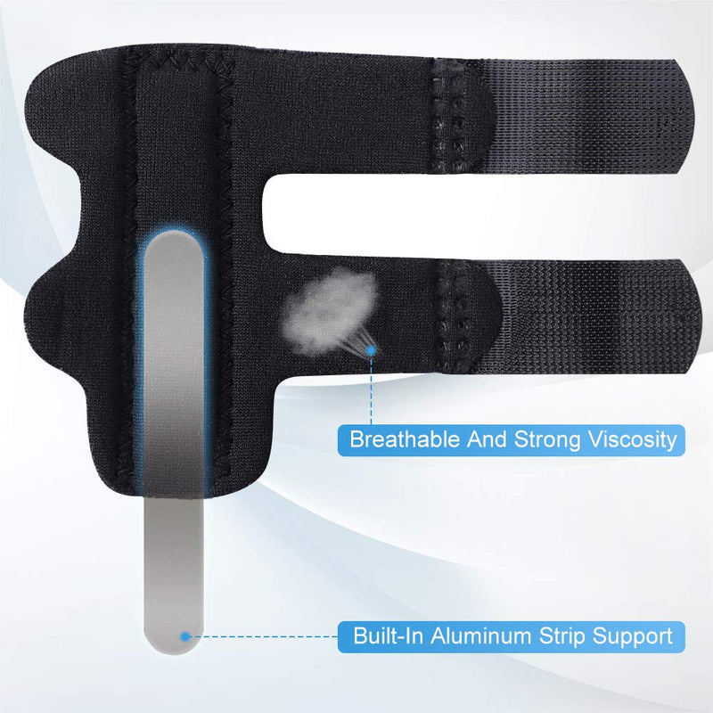 Laad afbeelding in Galerijviewer, De zwarte polsondersteuning heeft klittenbandsluitingen, ademend vermogen en een ingebouwde aluminium strip voor optimale ondersteuning. Het past goed bij de Beste vinger spalk voor herstel en verlichting vingerspalk brace om verbeterde stabiliteit te bieden bij triggerfinger problemen.
