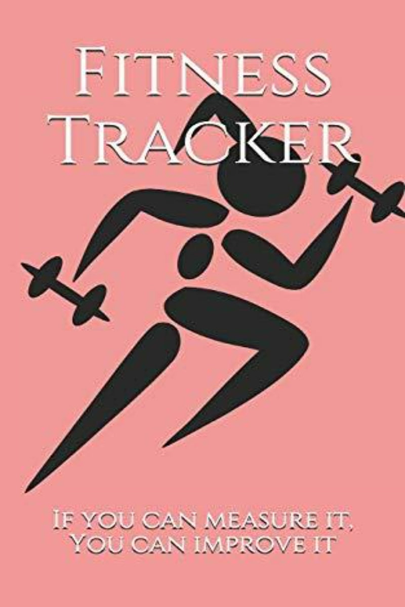Laad afbeelding in Galerijviewer, Een persoon die dumbbells vasthoudt op een roze achtergrond. De tekst luidt: &quot;Fitness Tracker: Als je het kunt meten, kun je het verbeteren.
