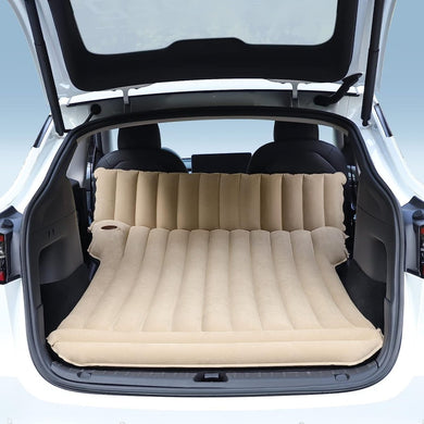 De Tesla-kofferbak heeft een multifunctioneel ontwerp met ons opgeblazen beige luchtbed voor auto's, gemaakt voor de modellen Y/3/S/X, dat perfect past en ongeëvenaard comfort belooft.