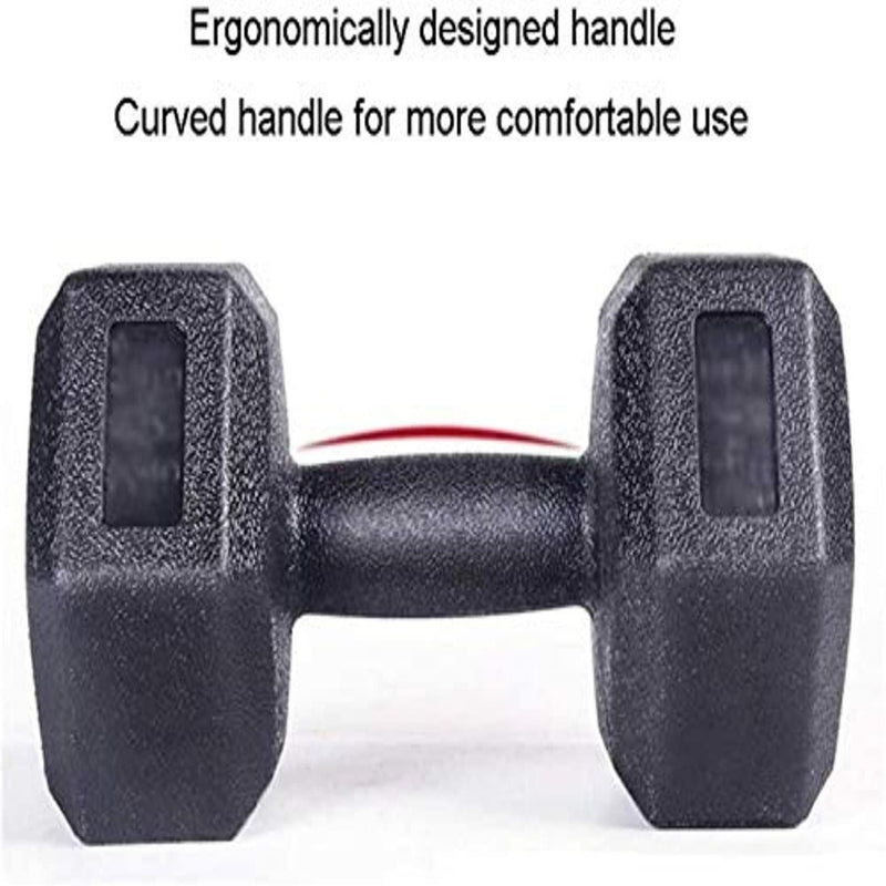 Load image into Gallery viewer, De eco-vriendelijke Transformeer je lichaam en bescherm het milieu dumbbell heeft een zwart rubberen ontwerp met een getextureerde, ergonomisch gebogen handgreep voor comfort. Hij rust op een witte achtergrond met de tekst erboven: &quot;Ergonomisch ontworpen handgreep voor comfortabeler gebruik&quot;, wat duurzaamheid en duurzaamheid bevordert.
