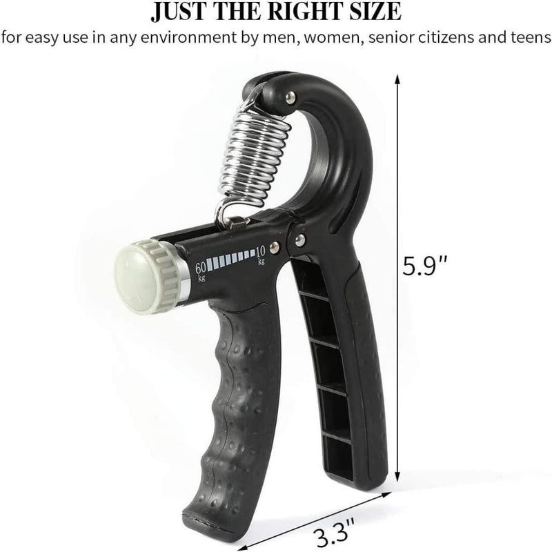 Laad afbeelding in Galerijviewer, De verstelbare handknijper &quot;Krijg een ijzersterke grip&quot; verbetert pols- en armspieren met een weerstandswijzerplaat. Met een hoogte van 5,9 inch en een breedte van 3,3 inch is hij ideaal voor training en dagelijks gebruik om je grip te versterken.
