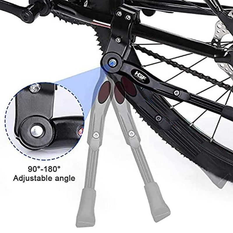 Laad afbeelding in Galerijviewer, Close-up van de Happygetfit MTB Standaard verstelbare fietsstandaard met antisliprubber, weergegeven in een diagram waarop het hoekbereik van 90°-180° is aangegeven.
