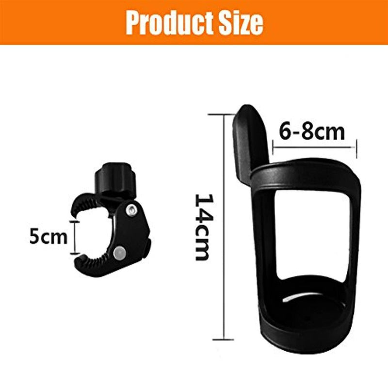 Laad afbeelding in Galerijviewer, De afbeelding toont een zwarte, verstelbare Happygetfit bidonhouder zonder schroeven: geniet van ultiem gemak tijdens het fietsen, met een hoogte van 14 cm en een breedte van 6-8 cm. Gemaakt van duurzame materialen en voorzien van een klem van 5 cm voor eenvoudige bevestiging.
