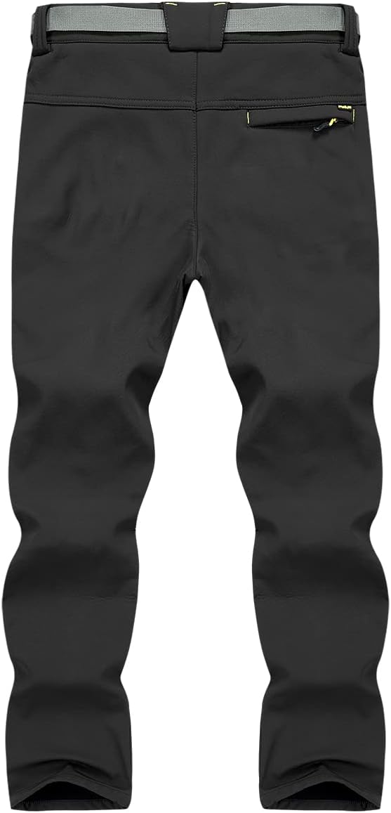 Laad afbeelding in Galerijviewer, Zwarte broek ontworpen voor wandelen en skiën, met een grijze tailleband en een achterzak met ritssluiting. Blijf warm en comfortabel met de &quot;Houd je warm en comfortabel in de koude met de heren wandel en skibroek!.
