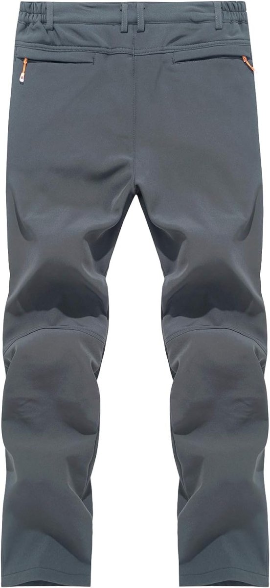 Laad afbeelding in Galerijviewer, Grijze outdoorbroek met twee zakken met ritssluiting aan de voorkant en voorgevormde knieën op een witte achtergrond. De &quot;Houd je warm en comfortabel in de koude met de heren wandel en skibroek!&quot; is waterafstotend, winddicht en verlengbaar, perfect voor elk buitenavontuur.
