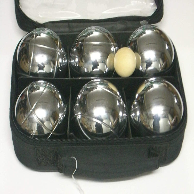 Laad afbeelding in Galerijviewer, Ontdek onze premium Jeu de boules set met zes metalen jeu de boules ballen en een gele jack bal, allemaal verpakt in een strakke zwarte draagtas. Geniet van ultieme elegantie en functionaliteit voor een superieure speelervaring. Koop nu onder de naam: Beleef plezier en verbinding overal met onze hoogwaardige jeu de boules set!.
