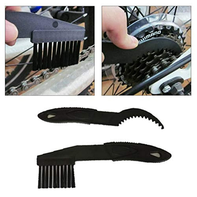 Load image into Gallery viewer, De set &quot;Houd je fietsketting in topconditie&quot; is voorzien van een dubbelzijdige onderhoudsborstel en tandwielschraper, ideaal voor het professioneel reinigen van fietskettingen en tandwielen.
