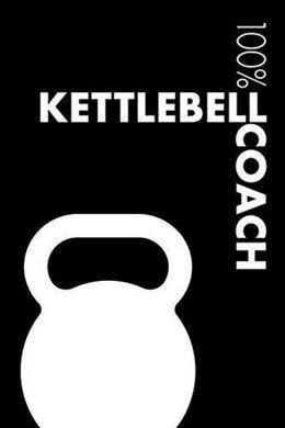 Een zwart-witafbeelding met een kettlebell-afbeelding met de vetgedrukte tekst 