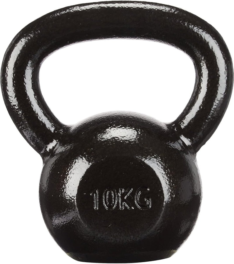Load image into Gallery viewer, De 10 kg zwarte kettlebell van &quot;Kettlebell: de ultieme fitnesstool voor iedereen&quot; is gemaakt van duurzaam gietijzer, met een afgerond handvat perfect voor weerstandstrainingsoefeningen.
