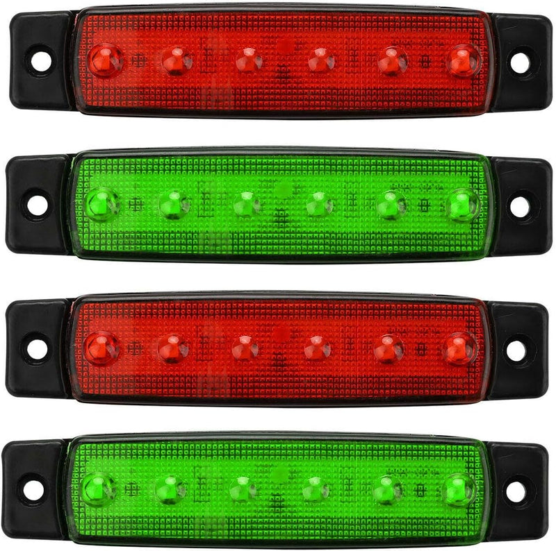 Load image into Gallery viewer, Vier LED-bootverlichtingslampen – twee rode, twee groene – worden geleverd met zwarte beugels. Het energiebesparende ontwerp zorgt voor efficiëntie en vergroot de veiligheid op het water. Product: LED-bootverlichting: zorg voor veiligheid op het water.
