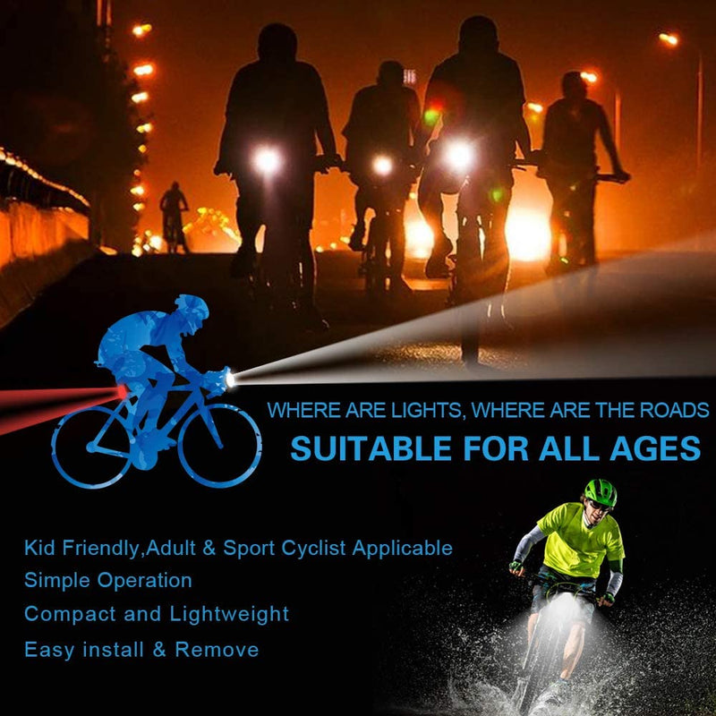 Load image into Gallery viewer, Fietsers kunnen genieten van nachtelijke ritten met &quot;Verlicht je pad, verken de nacht&quot;. Het apparaat heeft een kindvriendelijk ontwerp, is eenvoudig te bedienen, gemakkelijk te installeren, heeft oplaadbare ledlampjes en een waterdichte behuizing voor duurzaamheid onder alle weersomstandigheden.
