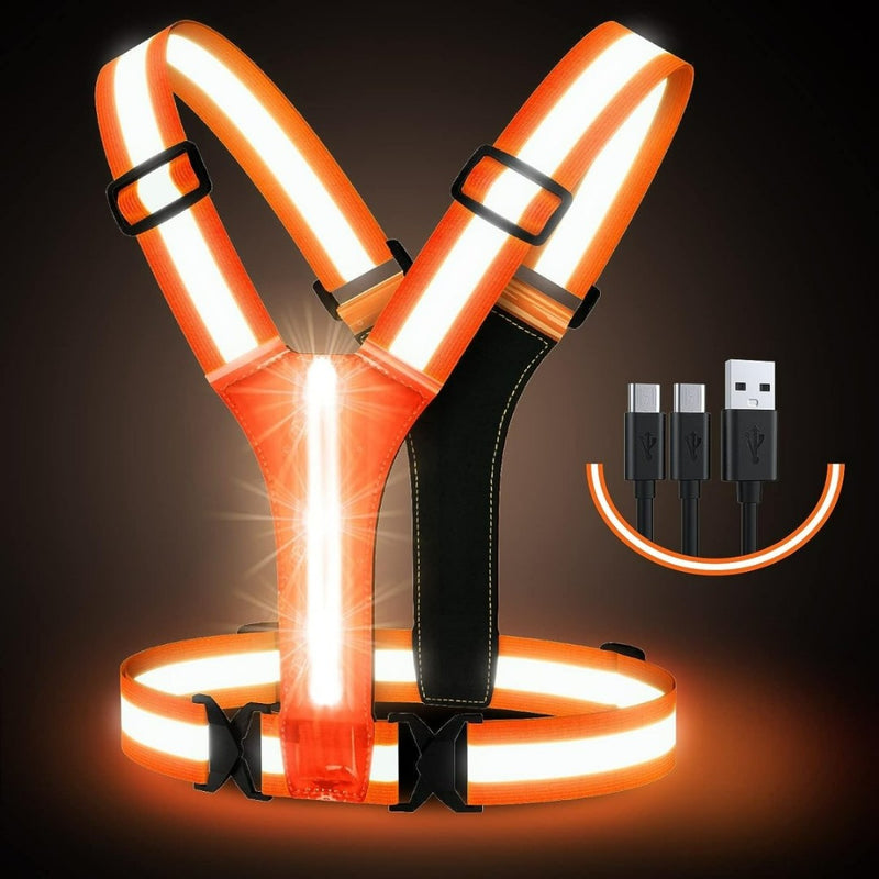 Laad afbeelding in Galerijviewer, Het LED-reflecterend hardloopvest zorgt voor zichtbaarheid en veiligheid met krachtige LED-verlichting, USB-opladen en verstelbare bandjes. Geniet van 360 graden reflectie tegen een donkere achtergrond voor ultieme zichtbaarheid.
