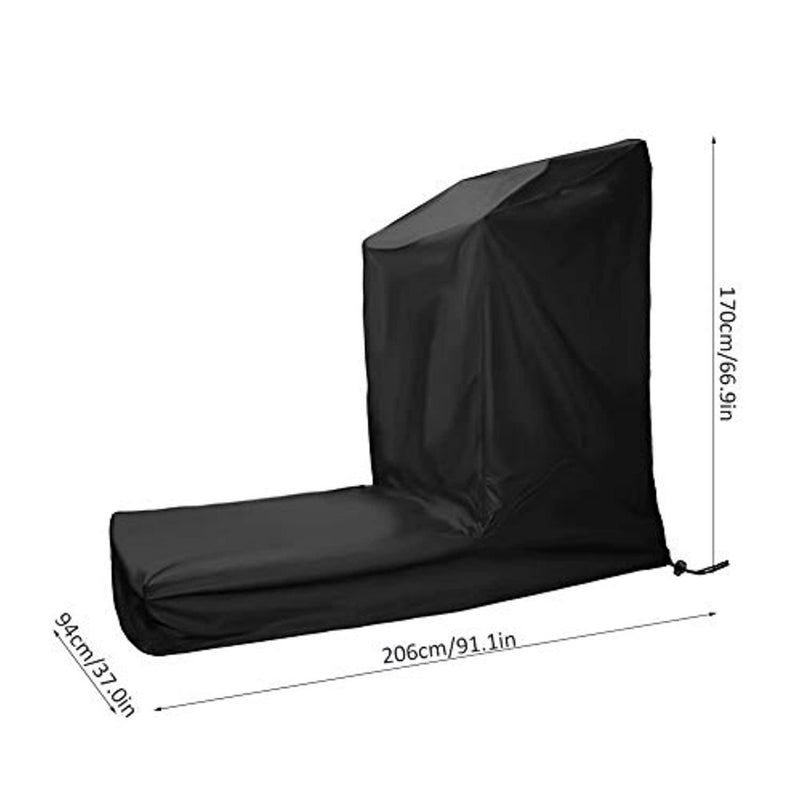 Laad afbeelding in Galerijviewer, De duurzame hoes voor een chaise longue voor buiten van Oxford-materiaal, met een afmeting van 206 cm x 94 cm x 170 cm, is schuin geplaatst voor stoelen met verstelbare rugleuning en biedt UV-bescherming. Productnaam: Bescherm je investering met onze duurzame lusbandhoezen.
