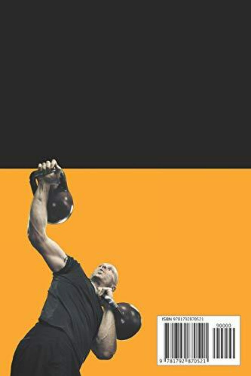 Laad afbeelding in Galerijviewer, Een man in een zwart shirt zwaait vakkundig met een kettlebell tegen een dynamische geel-zwarte achtergrond. Rechtsonder worden de barcode en ISBN weergegeven voor &quot;Master the Basic Kettlebell Swing: Amazingly Simple, But Extremely Detailed. Learn How to Swing a Kettlebell.: 3.
