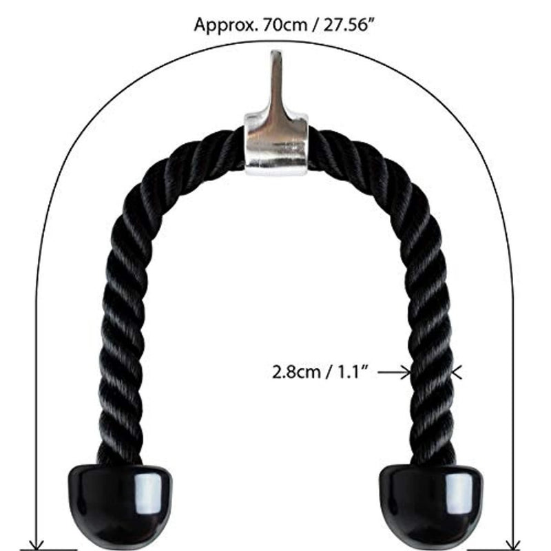 Load image into Gallery viewer, Het &quot;Transformeer je lichaam met ons krachtig nylon tricepstouw voor indrukwekkende spiergroei!&quot; is een kabelmachine accessoire met een robuust metalen opzetstuk, ongeveer 70 cm lang en 2,8 cm in diameter.
