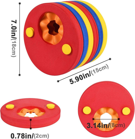 Ervaar de betovering van onze ronde drijvende schuimschijven in rood, blauw en geel met centrale stervormige gaten die de kleuren van veiligheidswaarschuwingen oproepen. Verkrijgbaar in diameters van 7,0 inch, 5,90 inch en 3,14 inch met een dikte van 0,78 inch, gemaakt van milieuvriendelijk EVA-materiaal voor duurzaam plezier!.