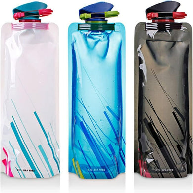 Ontdek de ultieme reisgenoot met onze opvouwbare waterflessenset van 3 in transparante, blauwe en zwarte geometrische patronen. Met rode en groene doppen beloven ze duurzame hydratatie en zijn ze BPA-vrij voor uw gemoedsrust.