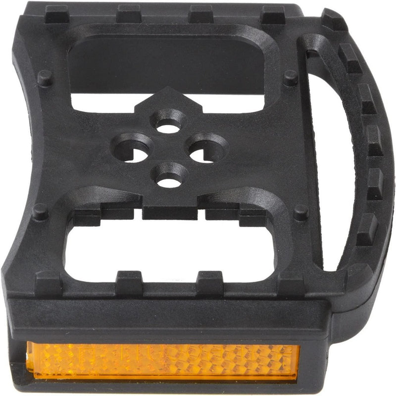 Load image into Gallery viewer, SPD pedalen in het zwart met een oranje reflector bieden een gestructureerde grip en meerdere gaten, ideaal voor betrouwbare prestaties. Perfect voor fietsers, ze zijn compatibel met Shimano Pedaling Dynamics voor een veilige rit.
