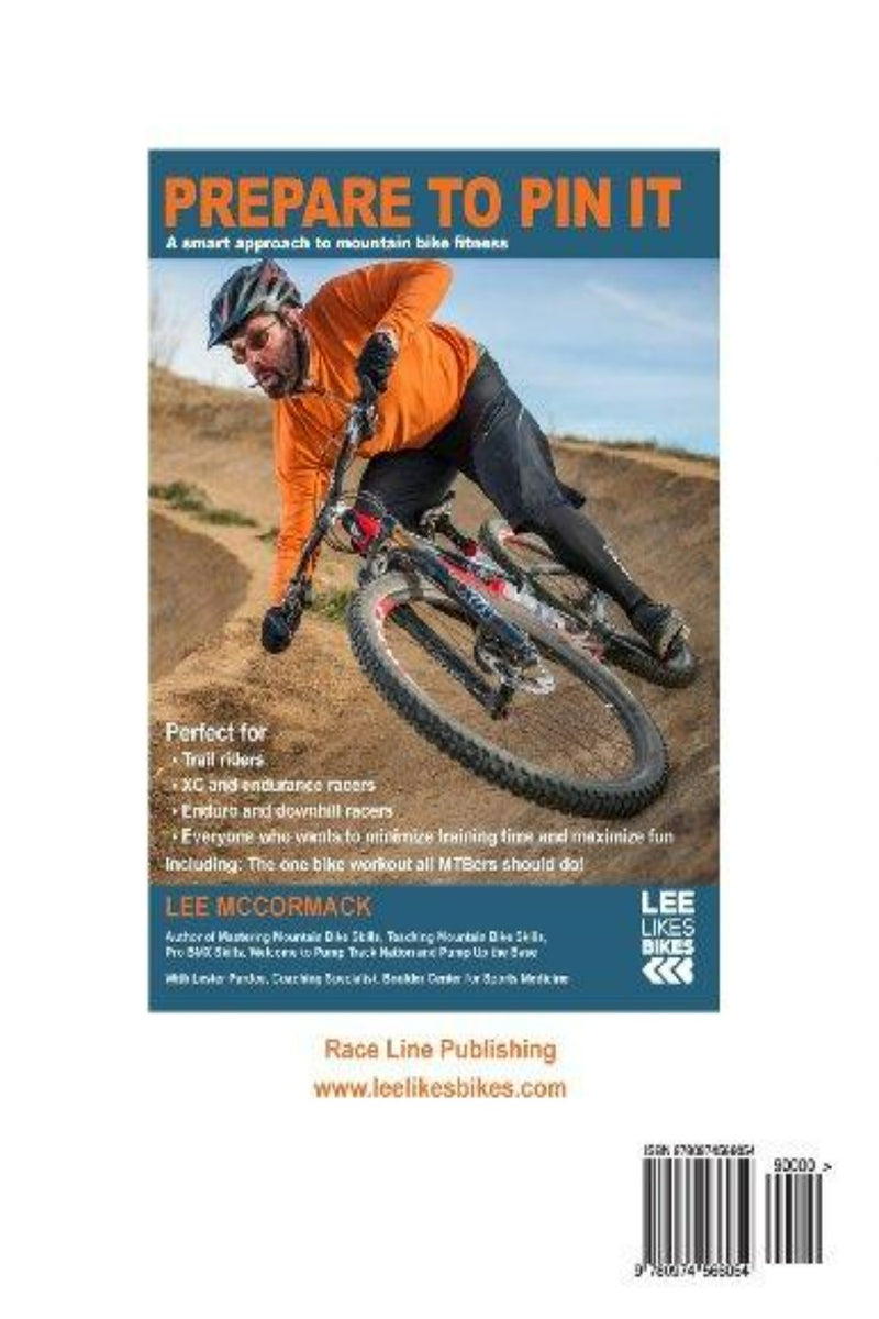 Load image into Gallery viewer, Een man in een oranje shirt rijdt op een mountainbike op een ruig onverhard pad en legt de sensatie van mountainbiken vast. Ontdek de geheimen van topprestaties in &quot;Prepare to Pin It: A smart approach to mountain bike fitness: 2&quot; van Lee McCormack, uitgegeven door Race Line Publishing.
