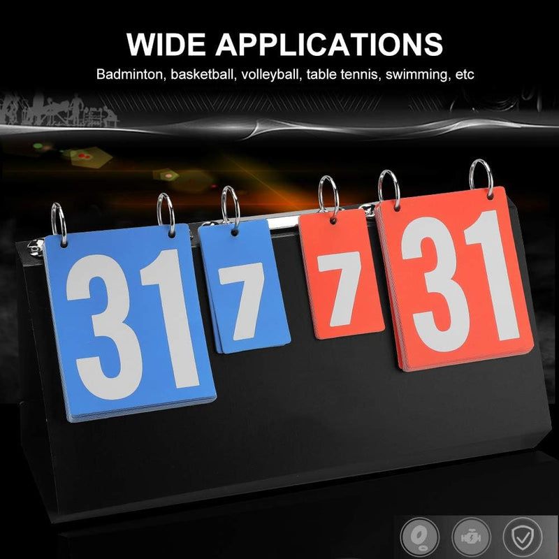 Load image into Gallery viewer, Het draagbare scorebord toont de nummers 31 en 7 met blauwe en rode kaarten. Erboven staat: &quot;Brede toepassingen: badminton, basketbal, volleybal, tafeltennis, zwemmen, etc.&quot; Het is praktisch en gebruiksvriendelijk voor elke sport.
