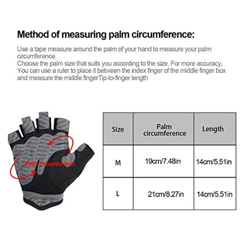 Laad afbeelding in Galerijviewer, De gids bevat een diagram voor het meten van de handpalmomtrek en biedt maatvoering: M (19 cm/7,48 inch) en L (21 cm/8,27 inch). Perfect voor het selecteren van Ervaar ultiem comfort en grip met onze fitnesshandschoenen, voorzien van antislip siliconen en zweetabsorberend microvezelweefsel.
