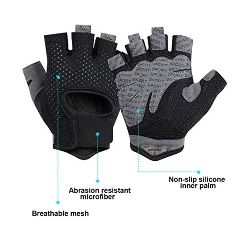 Laad afbeelding in Galerijviewer, Ervaar ultiem comfort en grip met onze fitnesshandschoenen: vingerloze, gewatteerde fietshandschoenen met ademend mesh, slijtvast zweetabsorberend microvezelweefsel en een antislip siliconen binnenpalm.
