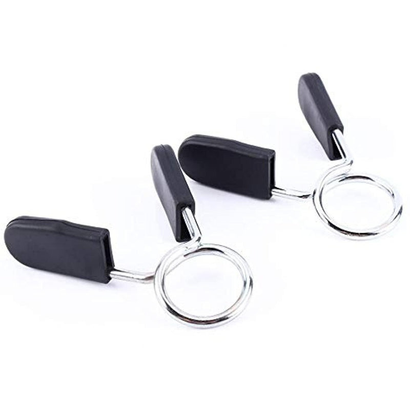 Load image into Gallery viewer, Het product &quot;Veilig en efficiënt trainen met spring clip kragen voor gewichtheffen&quot; bestaat uit twee metalen veerclips met zwarte plastic handvatten voor het bevestigen van gewichten aan een halter.
