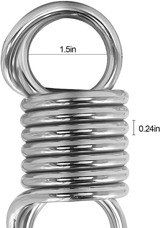Close-up van de Snellere, krachtigere en veiligere training met onze bokszak veer metalen spiraalveer, met afmetingen: 1,5 inch in diameter en 0,24 inch in dikte.