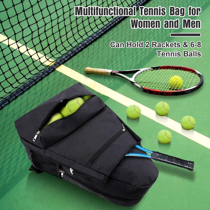 Laad afbeelding in Galerijviewer, Upgrade je tennisgame met onze stijlvolle en functionele tennistas met een schoenenvak, op de baan met rackets en ballen. Gemaakt van duurzaam polyester, deze tas heeft ruimte voor 2 rackets en 6-8 tennisballen. Geschikt voor zowel vrouwen als mannen!.
