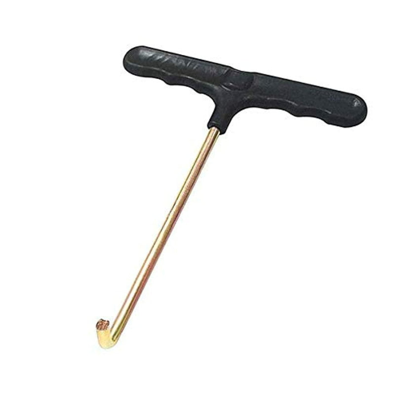 Laad afbeelding in Galerijviewer, De T-haak veertrekker is een bandenreparatiegereedschap met T-handvat, een zwarte handgreep en een metalen haak aan het uiteinde. Hierdoor is het gereedschap ideaal voor het verwijderen en installeren van trampolineveren.
