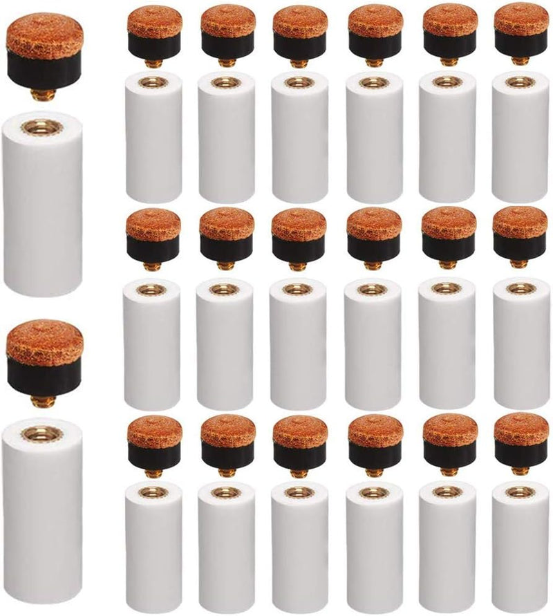 Load image into Gallery viewer, Foto van verschillende witte cilindervormige voorwerpen met bruine en zwarte bovenkant, vergelijkbaar met het &quot;Verbeter je biljartspel met deze hoogwaardige biljartkeu punten&quot;, gerangschikt in een raster.
