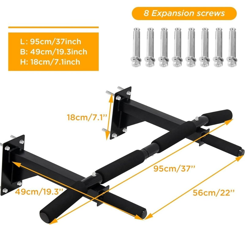 Load image into Gallery viewer, Versterk je lichaam met de wandgemonteerde optrekstang! Deze optrekstang heeft schuimrubberen grepen en meet 95x49x18 cm. Ideaal voor thuisfitness, inclusief acht expansieschroeven voor handmatige installatie.
