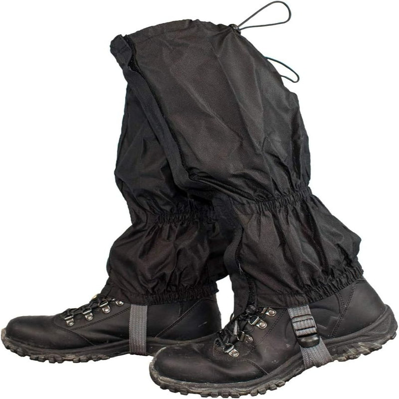 Load image into Gallery viewer, Zwarte wandelschoenen met &quot;Gaiters: de ultieme bescherming voor al je buitenactiviteiten&quot;, met waterdicht ontwerp, elastische banden en voetriemen voor een veilige pasvorm.

