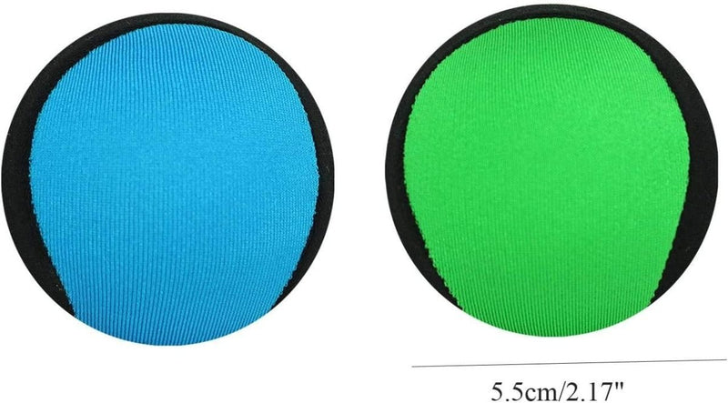 Laad afbeelding in Galerijviewer, Twee ronde waterballen met zwarte randen, één blauw en één groen, met tekst die aangeeft dat de ballen 5,5 cm/2,17 inch groot zijn.
