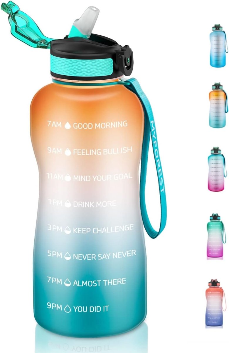 Laad afbeelding in Galerijviewer, Ontdek de ultieme 2L waterflesjes: Motivatie en hydratatie in één! BPA-vrij met tijdmarkers van 7.00 tot 21.00 uur, inclusief teksten als &quot;Good Morning&quot;, &quot;Keep Challenge&quot;, en &quot;You Did It.&quot; Op het bandje staat &quot;MYFOREST.&quot; De perfecte partner voor je gezondheidstraject!.
