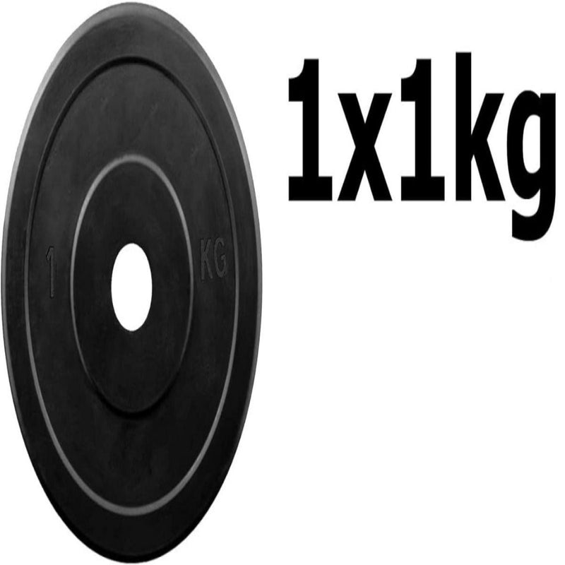 Load image into Gallery viewer, Rubberen gietijzeren halterschijven in zwart, gemarkeerd met &quot;1x1kg&quot; op een witte achtergrond, van hoogwaardige materialen. Wil jij thuis of in de sportschool je spieren trainen?.
