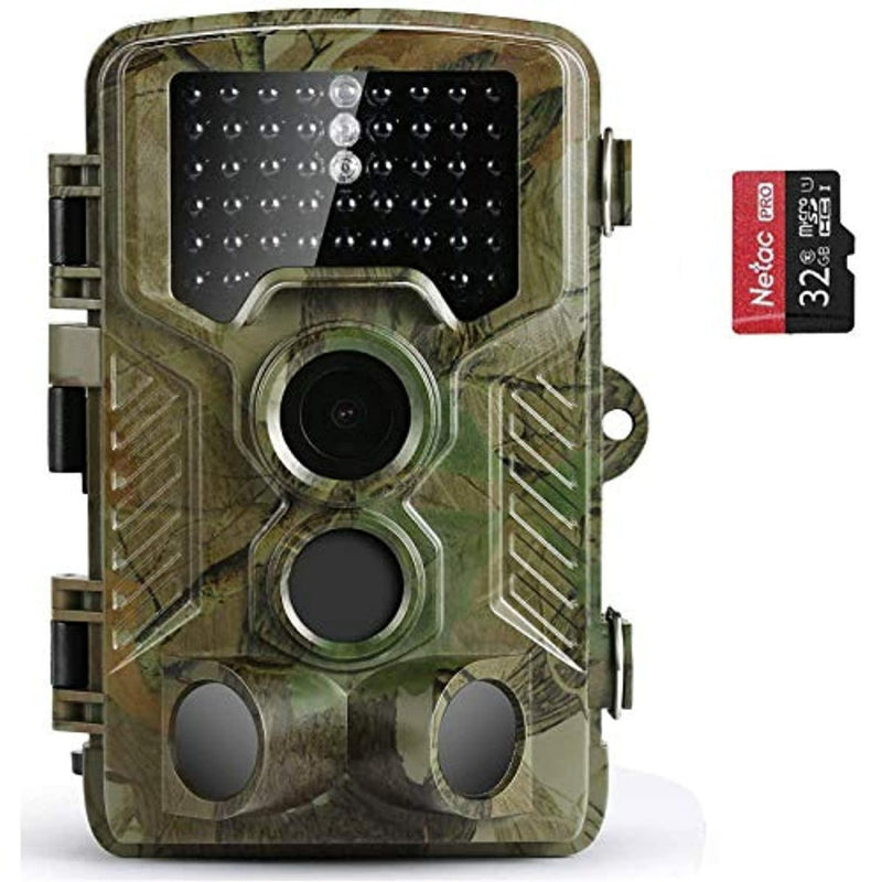 Load image into Gallery viewer, De Krachtige wildcamera legt wilde dieren vast met zijn camouflageontwerp, lens, bewegingssensoren en infrarood-LED&#39;s voor geoptimaliseerde fotografie. Inclusief een 32GB microSD-kaart.
