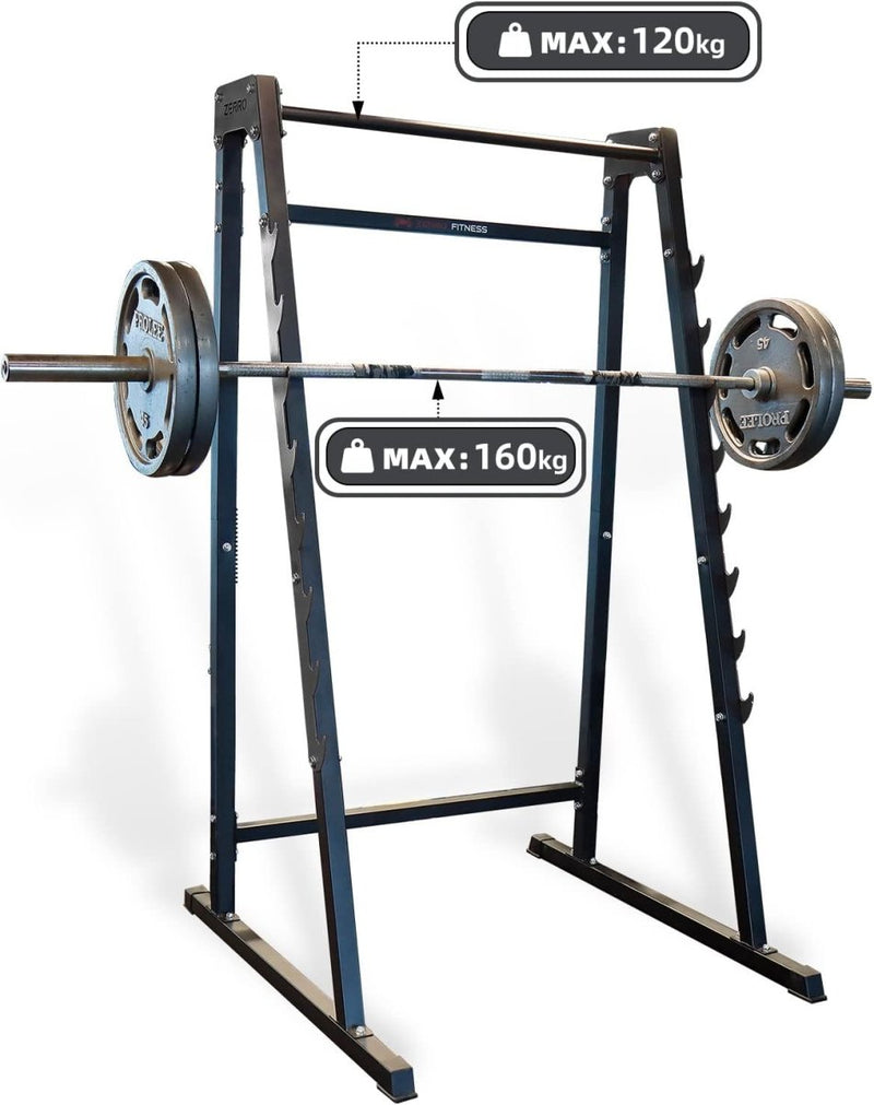 Load image into Gallery viewer, Het &quot;Word een krachtige krachtpatser met dit squatrek!&quot; De Smith-machine is essentieel voor krachttraining en biedt plaats aan een halter met gewichten, met een maximale staafcapaciteit van 160 kg en een structuurcapaciteit van 120 kg. Het doet efficiënt dienst als halterstandaard en squatrek.

